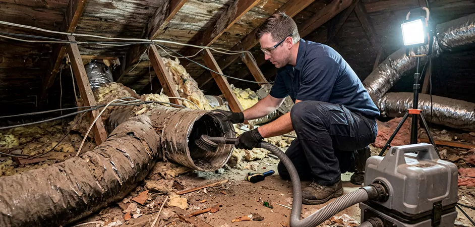 Storm-Damaged Attic Duct Cleaning in Union
