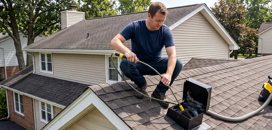 Multi-Story Roof Dryer Vent Cleaning in Union